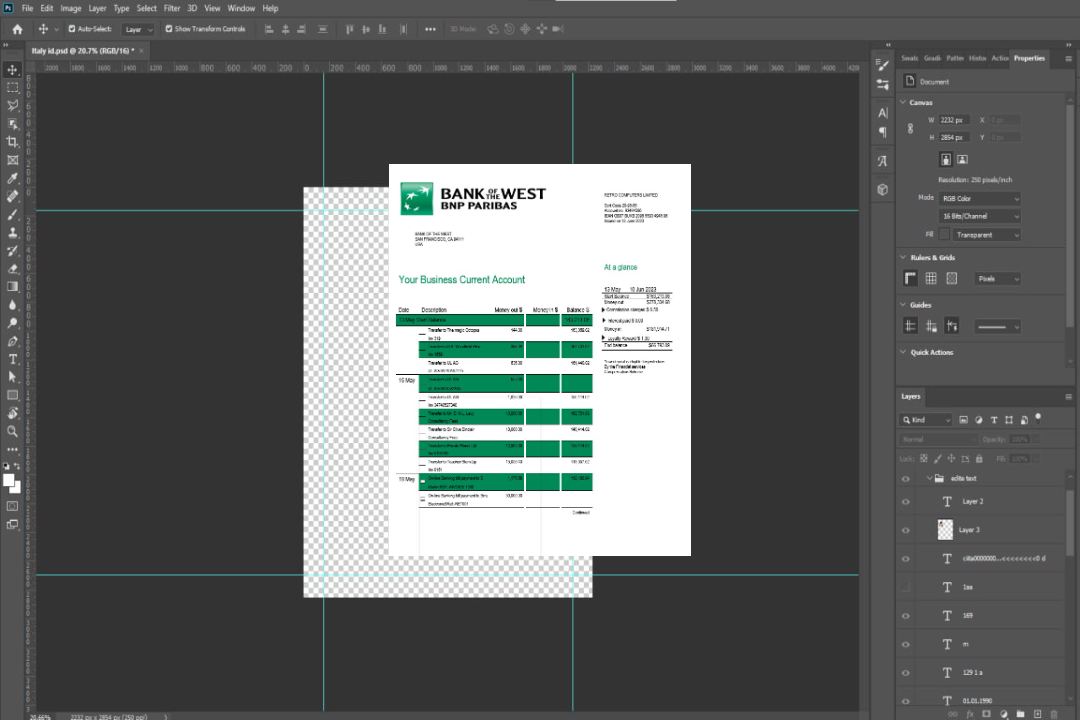 Modèle Word et PDF de relevé de compte courant de la société Bank of the West template Modèle Word et PDF de relevé de compte courant de la société Bank of the West template